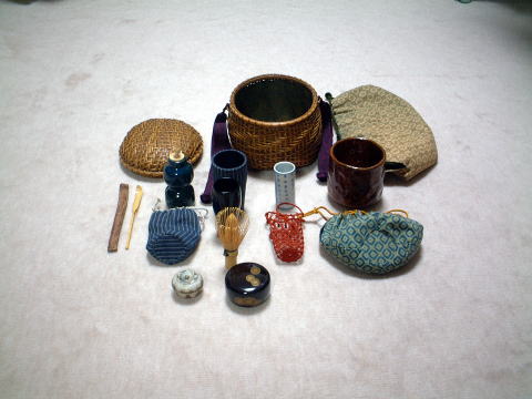 茶籠　茶箱　時代和籠茶籠　旅持茶道具　趣味の茶道具