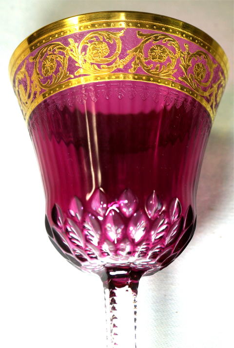 サンルイ　ワイングラス　シスレアザミ金彩　フランス高級食器グラス　