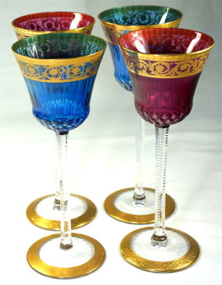 サンルイ　ワイングラス　シスレアザミ金彩　フランス高級食器グラス　