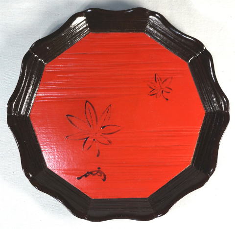 即中斎 表千家 桜盆 紅葉自画 干菓子器 飛来一閑作【茶道具からき